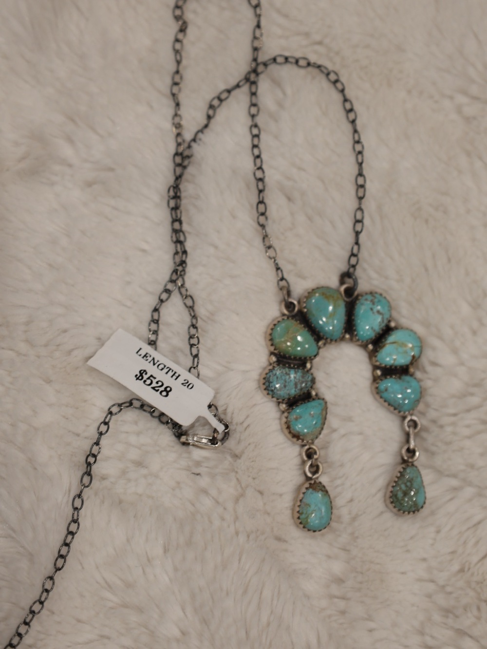 Sterling Silver Turquoise Naja Necklace 20” Southwestern Western Jewelry